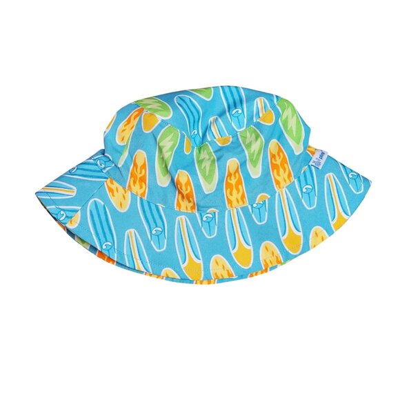 I Play Baby Bucket Sun Hat 9–18 Months Aqua Surfboard UPF 50+ - Picture 4 of 10